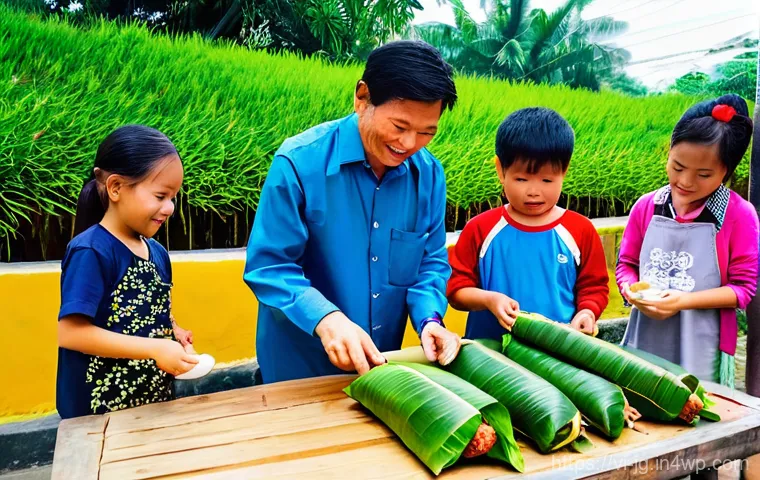 호혜적 교환 시스템의 글로벌 사례 비교 - **A vibrant, heartwarming traditional Vietnamese Tết celebration scene depicting community reciproci...
