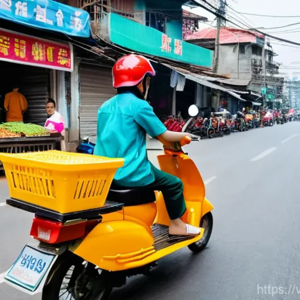 호혜적 교환 시스템의 현황과 전망 - **Prompt:** A bustling Vietnamese city street scene during daytime, with a young Vietnamese woman in...