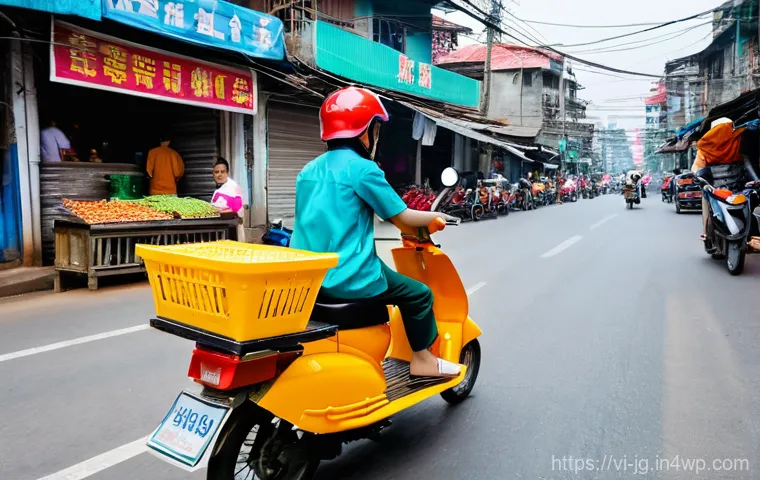 호혜적 교환 시스템의 현황과 전망 - **Prompt:** A bustling Vietnamese city street scene during daytime, with a young Vietnamese woman in...
