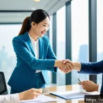 Home 22 호혜적 교환 시스템의 성공 사례 비교 - A professional Vietnamese business meeting scene in a modern office, showing diverse entrepreneurs e...