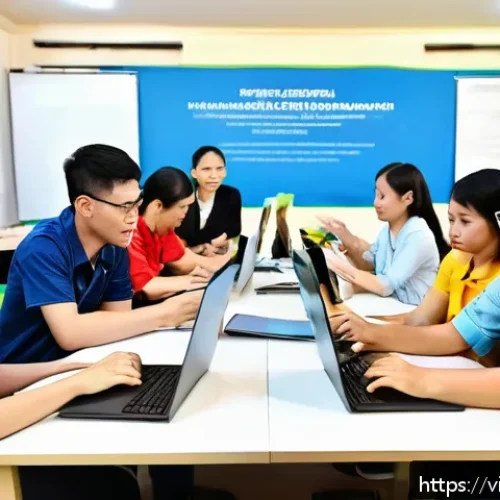 Home 33 호혜적 교환 시스템의 사회적 가치 측정 방법 - A vibrant community workshop scene in Vietnam, showing a diverse group of adults and young people ac...