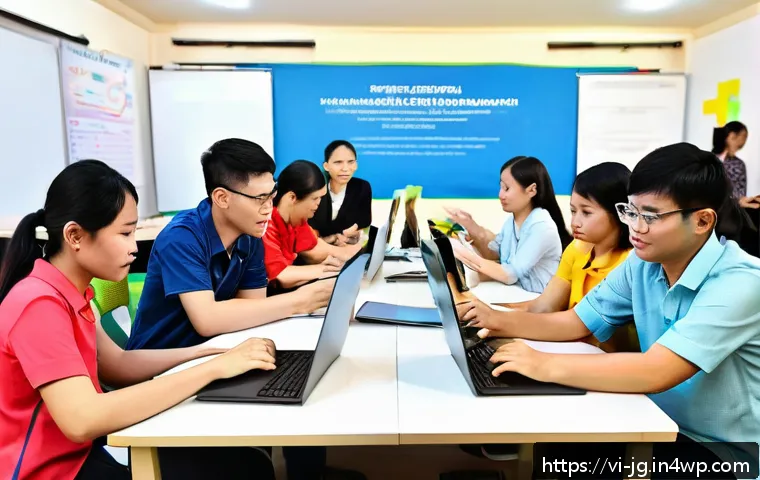 호혜적 교환 시스템의 사회적 가치 측정 방법 - A vibrant community workshop scene in Vietnam, showing a diverse group of adults and young people ac...